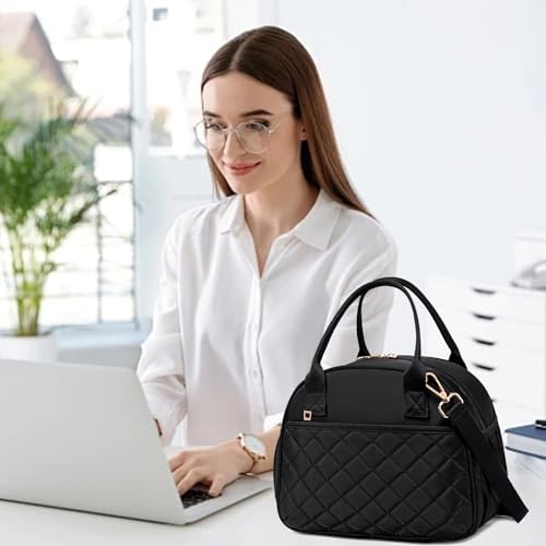 BTOOP Lunch Box for Women, Quilted Insulated Lunch Bag with Shoulder Strap