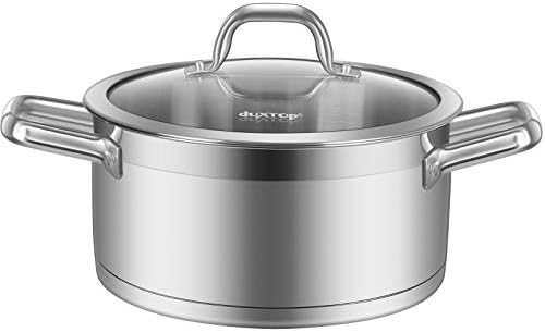 Duxtop Stainless Steel Stock Pot with Lid, 4.2 Qt Induction Cooking Pot
