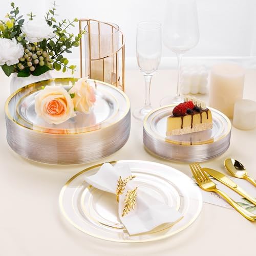 BESTSTAR 100PCS Clear Plastic Plates for Party
