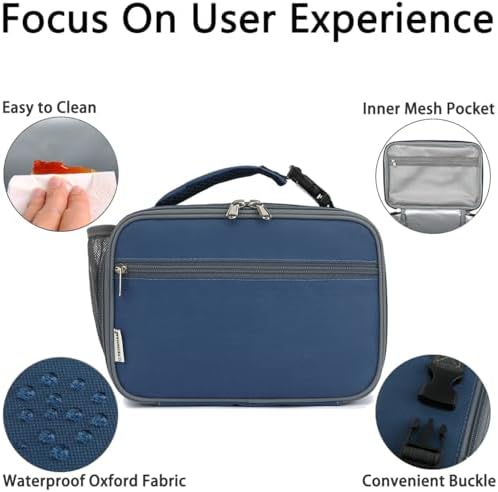 GYEUKHAM Insulated Lunch Box for School, Thermal Reusable Durable Freezable Lunch Bags for Kids Boys Girls Men Women - Small Soft Cooler Portable Lunch Tote Kit for Work Picnic Travel,Cyan