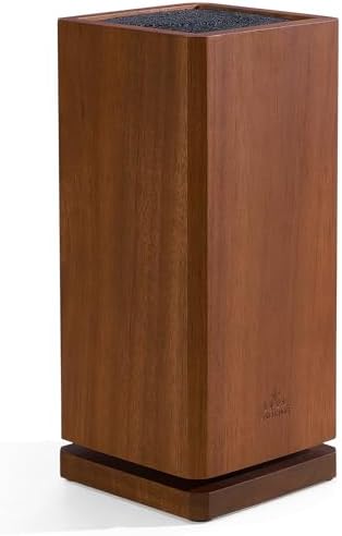 Universal Magnetic Knife Block, 360° Rotating Acacia Wood Knife Holder
