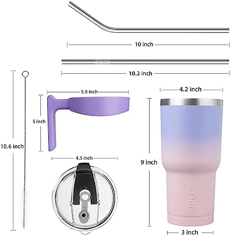BJPKPK 40 oz Tumbler with Handle & Straw, Insulated Stainless Steel Mug