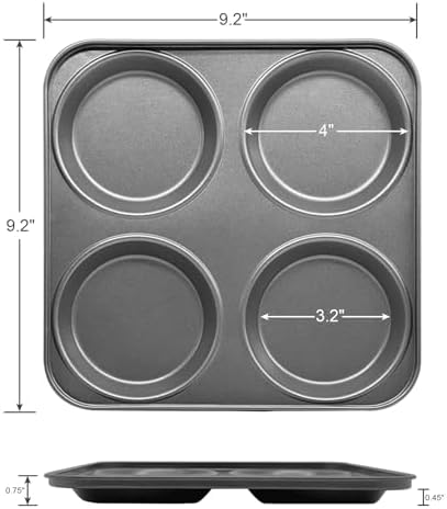 Brightalk Yorkshire Pudding Pan Set of 2, 4-Cup Nonstick Muffin Top Pan, Shallow Whoopie Pies Pan for Hamburger, Eggs, Sandwiches