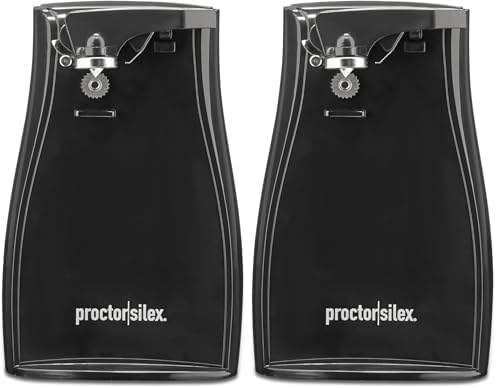 Proctor Silex Power Electric Automatic Can Opener for Kitchen with Knife Sharpener, Twist-off Easy-Clean Lever, Cord Storage, Black (75217PS) (Pack of 2)
