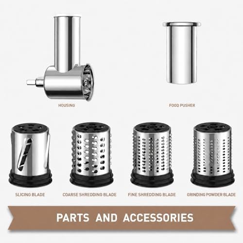 Stainless Steel Cheese Grater Attachment for KitchenAid Stand Mixer,4 Drum Blades for Slicing and Shredding Cheese & Vegetables,Dishwasher Safe Kitchen Prep Accessory for Salad Prep