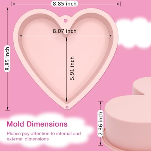Alimat PluS 8 Inch Heart Shaped Cake Pans Set of 2 with Hanging Hole(Pink)