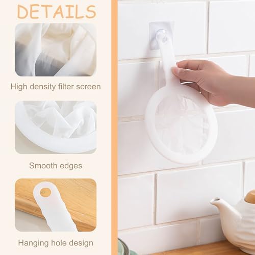 Fine Mesh Strainer with Handle, Nylon Filter Sieve for Kitchen Use, Ideal for Coffee Soy Milk Yogurt Juice Filtering (200Mesh-1PCS)