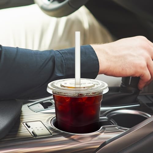 Turbo Bee 200 Sets 12 OZ Clear Plastic Cups with Lids and Straws, Disposable To Go Iced coffee cups with lids for Cold Drinks, Smoothie, and Slushie