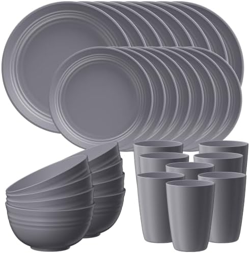 Quatish 32 Piece Plates and Bowl Set for 8, Dinnerware Dish Set for Kitchen