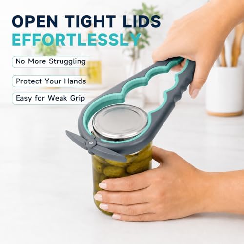 KORCCI Jar Opener for Weak Hands, Seniors with Arthritis, 3-Piece Set with 5-in-1 Bottle Opener, Can Opener & Non-Slip Rubber Gripper Pad, Easy Grip Lid Opener for Arthritic Hands