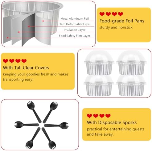 LNYZQUS 5oz Cupcake Tins with Dome Lids 100 Pack, Foil Dot Cake Cups