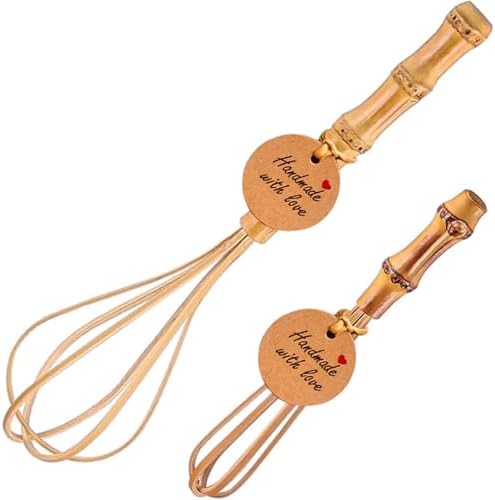 Handmade Bamboo Whisk, Uncoated Wooden Whisk Set for Cooking
