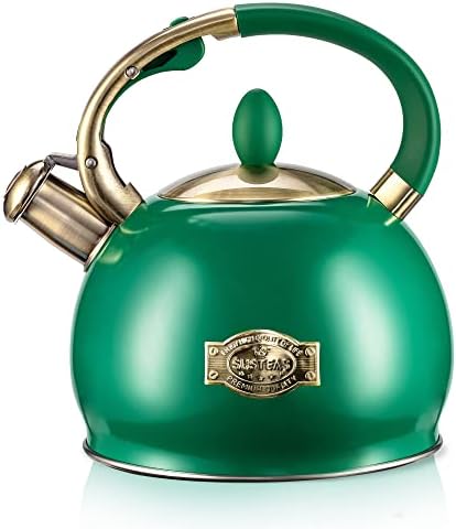 SUSTEAS Whistling Tea Kettle, 2.7QT Food-Grade Steel Teapot, Green