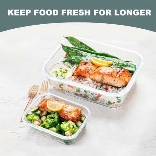 KOMUEE 10 Pack Glass Food Storage Containers with Lids, Green