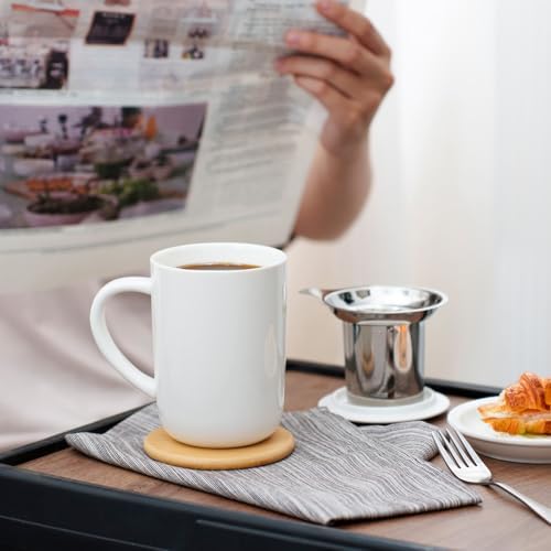 CEEFU 16oz Porcelain Tea Mug with Infuser, Lid and Coaster