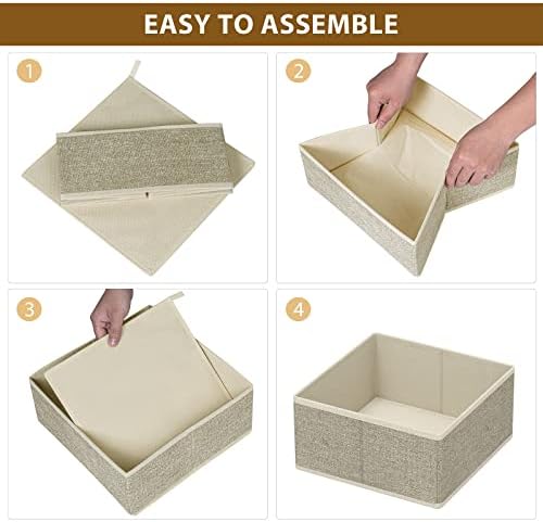 Criusia Underwear Drawer Organizer, 6 Set Foldable Underwear Drawer Organizer and Closet Dividers,Storage Box for Clothes, Socks, Underwear (6 Bins, Beige)