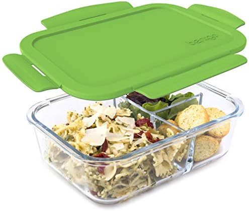 Bentgo Glass Lunch Box, Leak-Proof, 3-Compartment, 5-Cup Capacity
