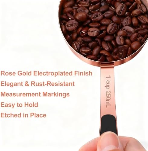 Bopei 10-Pcs Stainless Steel Measuring Cups & Spoons Set, Rose Gold