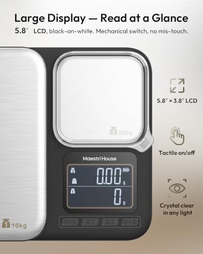 Maestri House Dual Platform Kitchen Scale, 10kg/500g, 1g/0.01g Precision