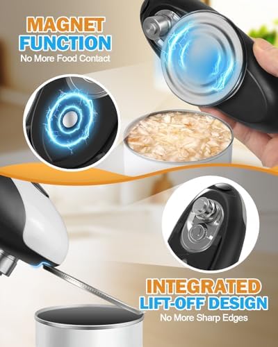Electric Can Opener, Automatic One Touch Smooth Side Cut Opener