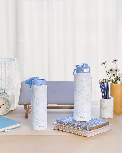 Ello Pop & Fill Insulated Stainless Steel Water Bottle with Quick Fill Lid, Leakproof Locking, Sip or Chug Spout, BPA-Free, Double Wall Vacuum Insulated for Sports, Travel & School- 22oz / 32oz / 40oz