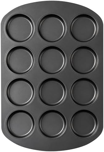 Tiawudi Muffin Top Pan, 12 Cavity Cupcake Pan, 3 Inch Nonstick Bakeware for Eggs, Cornbread, Cookies, Whoopie Pies and Yorkshire Pudding