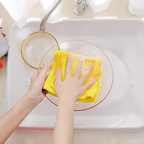 Homaxy 100% Cotton Waffle Weave Kitchen Dish Cloths 8-Pack, Yellow