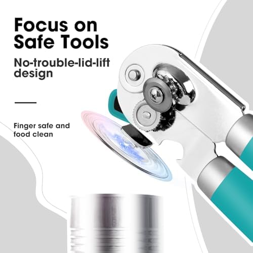 Beneno Heavy Duty Hand Can Opener Manual with Magnet Lid Remover, Turquoise