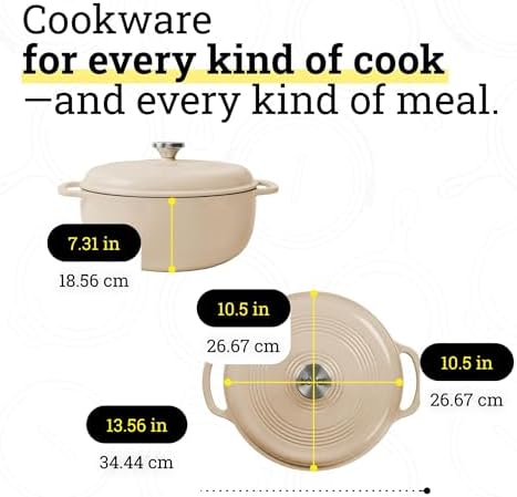 Lodge Essential Enamel Cast Iron Dutch Oven, 6 Quart, Sandalwood