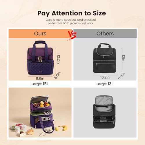 LOVEVOOK Insulated Lunch Box for Women,Large Double Deck Adult Lunch Bag