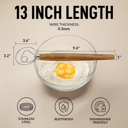 Zulay Kitchen 13-Inch Danish Dough Whisk