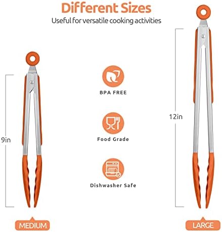 U-Taste Kitchen Tong for Cooking, 600ºF Heat-Resistant Silicon, 2Pcs/Orange