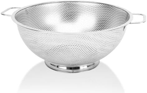 Colander for Kitchen, 4QT, Stainless Steel Colander Strainer with Handle for Fruits Vegetables Cooking Food, Dishwasher Safe