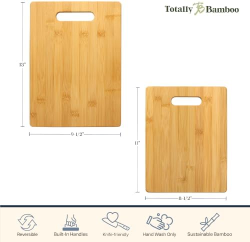 Totally Bamboo Cutting Board Set, 2 Reversible Cutting Boards for Kitchen