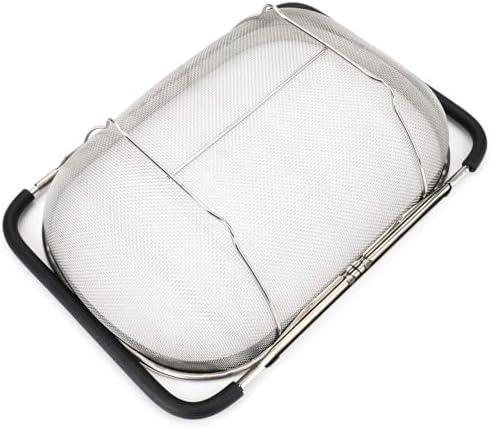 2 PackPremium Quality Over The Sink Stainless Steel Oval Colander with Fine Mesh 6 Quart Strainer Basket & Expandable Rubber Grip Handles - Strain, Drain, Rinse Fruits, Vegetables1