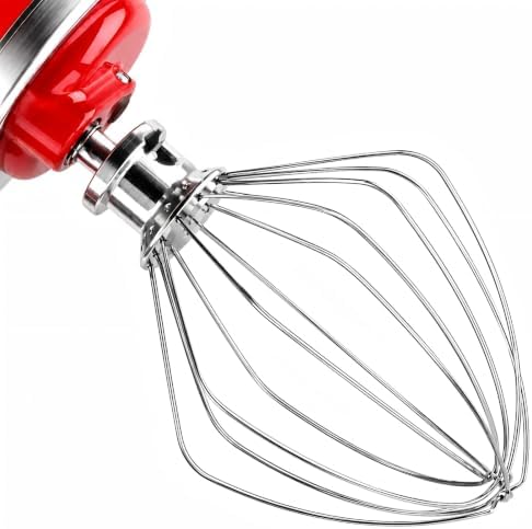 Wire Whip Attachment for 4.5-5 Qt Tilt-Head Stand Mixer, Stainless Steel 6-Wire Whisk Mixer Attachment, Replacement Part Compatible with KitchenAid