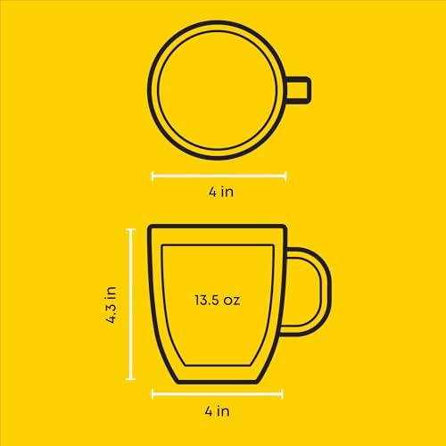 JoyJolt Savor Double Wall Insulated Glasses - Coffee Mugs (Set of 2) - 13.5-Ounces