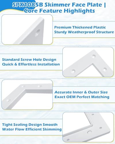 IWIWE SPX1085B Pool Skimmer Face Plate Replacement, Compatible with Hayward SP1085 SP1077 Automatic Wide Mouth Inground Pool Skimmer Cover Plate 25541-000-010 White