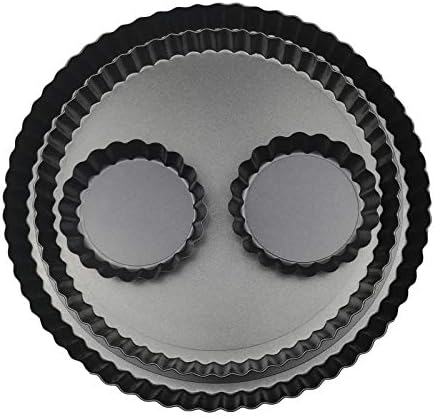 11 & 9 Inch Round Tart Pans with 2Pcs 4'' Mini Pans. Removable Bottom, Non-Stick Coating, Rugged Carbon Steel for Tart Quiche Pie Making. Gift for Christmas Thanksgiving Party Festival Family