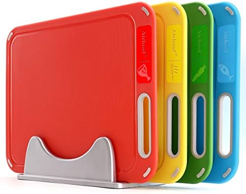 Color Coded Cutting Boards Set of 4 with Holder, BPA-Free