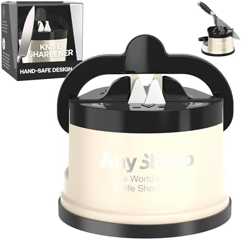 AnySharp – Pro – Easy to Use, Hands Free Knife Sharpener - Cream