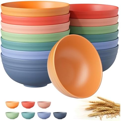 Quatish 14 PCS Cereal Bowls, Plastic Bowls, Small Snack Soup Kitchen Bowl