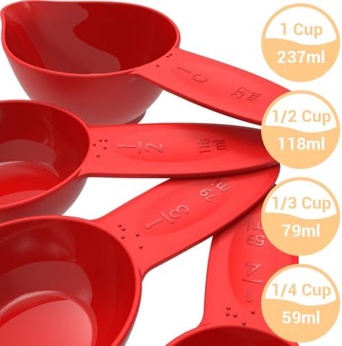 4-Piece Braille Kitchen Measuring Cups for Blind & Visually Impaired