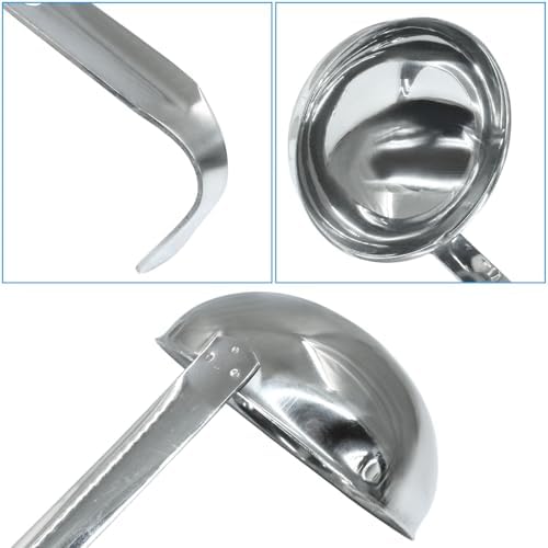 1Pc 8 oz Ladle, Stainless Steel Long Handle with Hook, Metal Ladle for Sauces, Soup