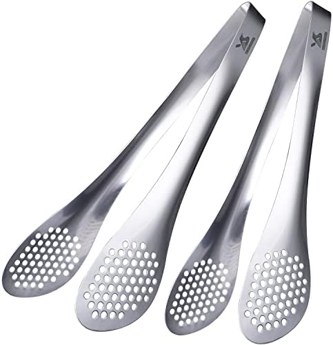 MSY BIGSUNNY 11Inch Kitchen Cooking Food Tongs Stainless Steel Buffet Tongs (silver, 2 pack)
