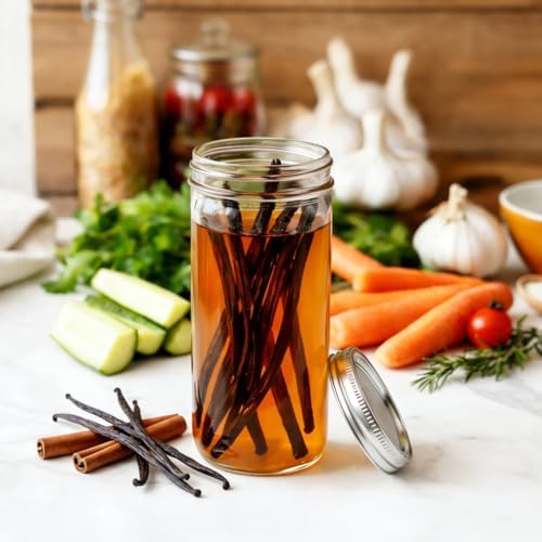 ComSaf 24 oz Wide Mouth Mason Jars 6 Pack, Tall Glass Jars with Lids