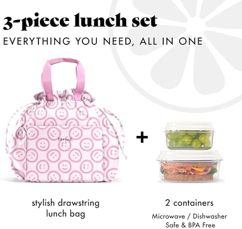 Fit & Fresh Cromwell Cinch Insulated Lunch Bag for Women w/Containers