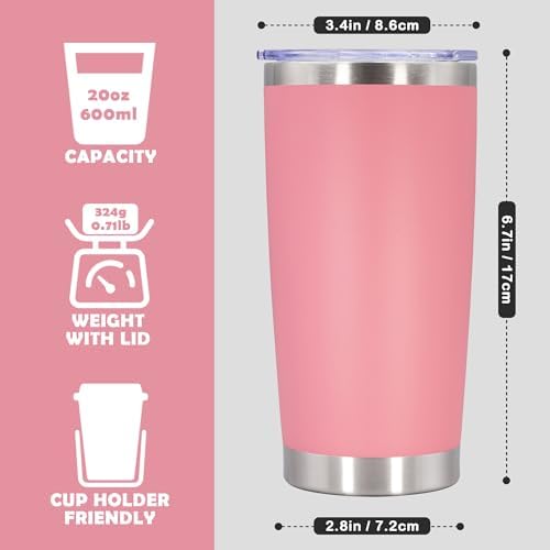 20oz Tumbler Stainless Steel Tumbler Coffee Tumbler with Lid Pink, 1P