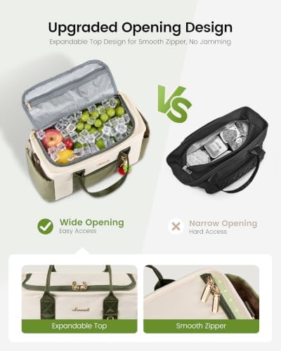 LOVEVOOK Insulated Lunch Bag Women, Puffer Adult Lunch Box for Women, Green