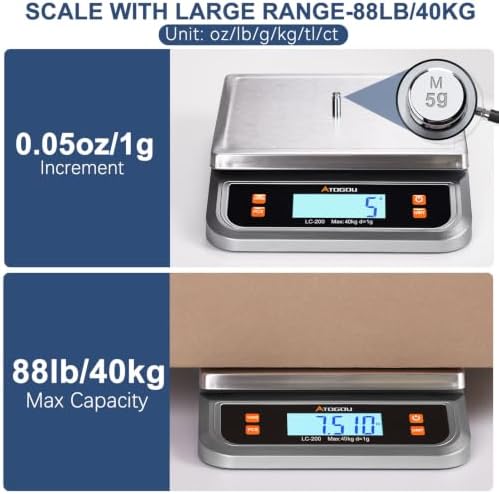 Atogou 88lb Food Scale, Commercial Kitchen Scale Plug-in Usable